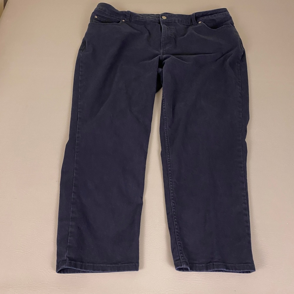 JMS Just My Size Pants Women's Size 22W Petite Navy Blue Straight Leg Stretch